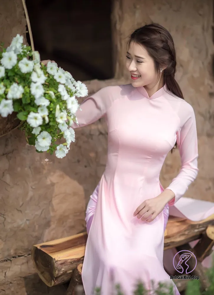 Ảnh gái xinh áo dài mầu hồng rất xinh đẹp 